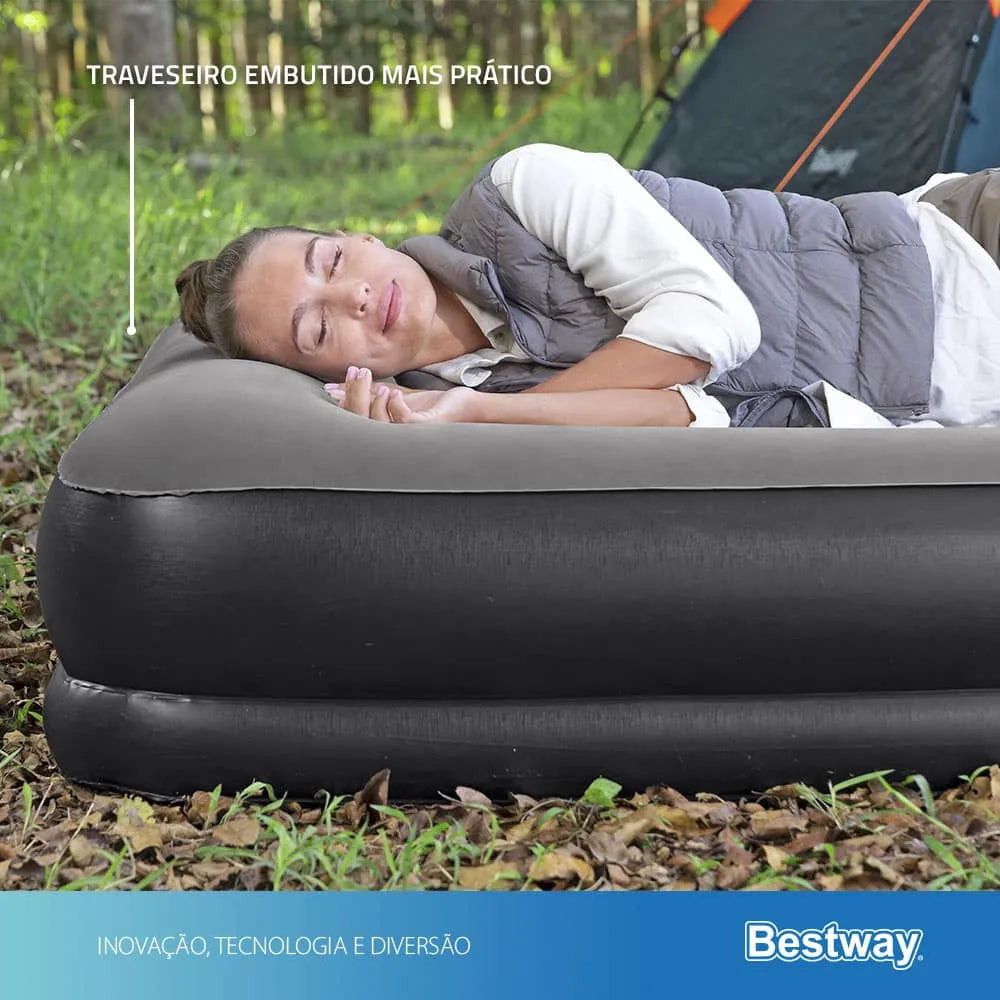 Colchão Inflável Bivolt Queen Casal Suporta 300kg Tritech Usb Elétrico Bestway