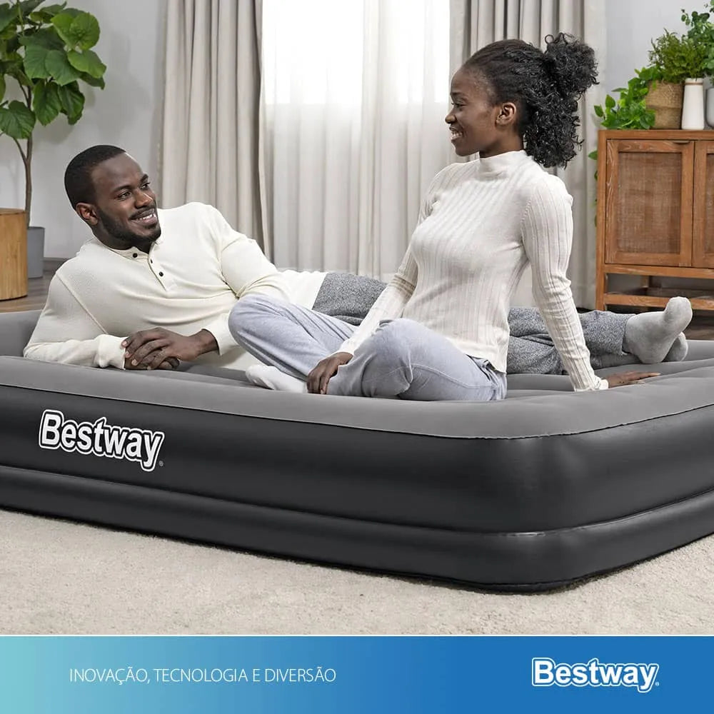 Colchão Inflável Bivolt Queen Casal Suporta 300kg Tritech Usb Elétrico Bestway
