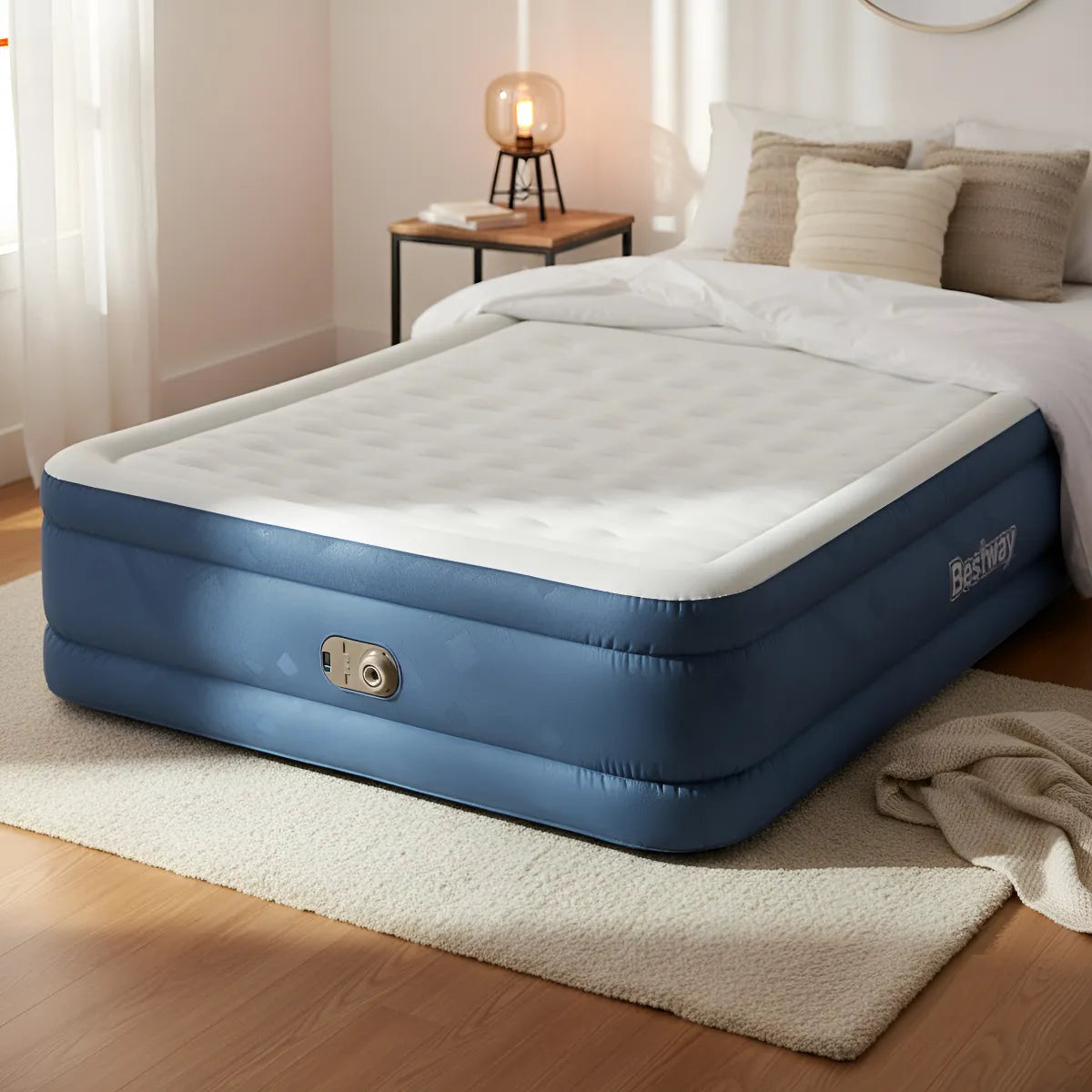 Colchão Inflável Casal Queen Colchão De Ar Grande Portátil Azul