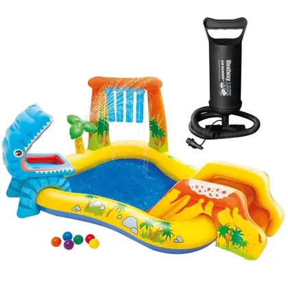 Piscina Playground Dinossauro 310L com Bomba de Ar Manual