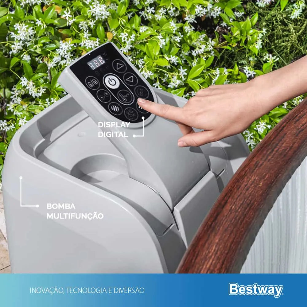 Piscina Spa Inflável Helsinki 1123 Litros C/ Bomba Aquecedor Cor Marrom 110V