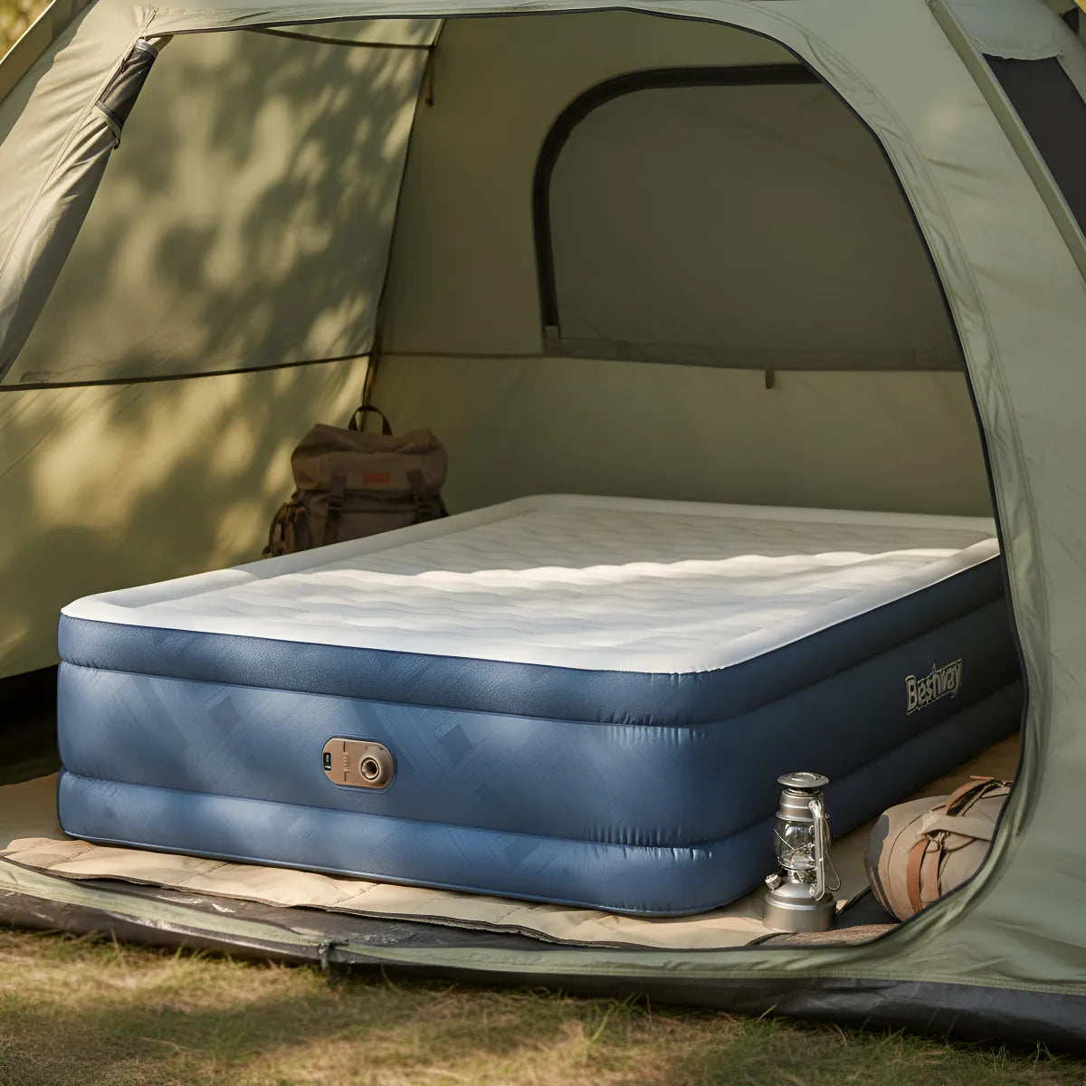 Colchão Inflável Casal Queen Colchão De Ar Grande Portátil Azul