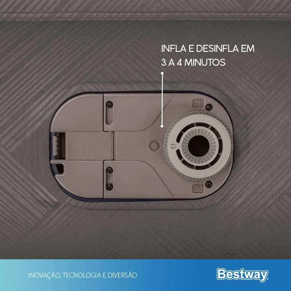 Colchão Inflável Solteiro Fortech Elétrico + Bolsa Bestway Cor Cinza 110V