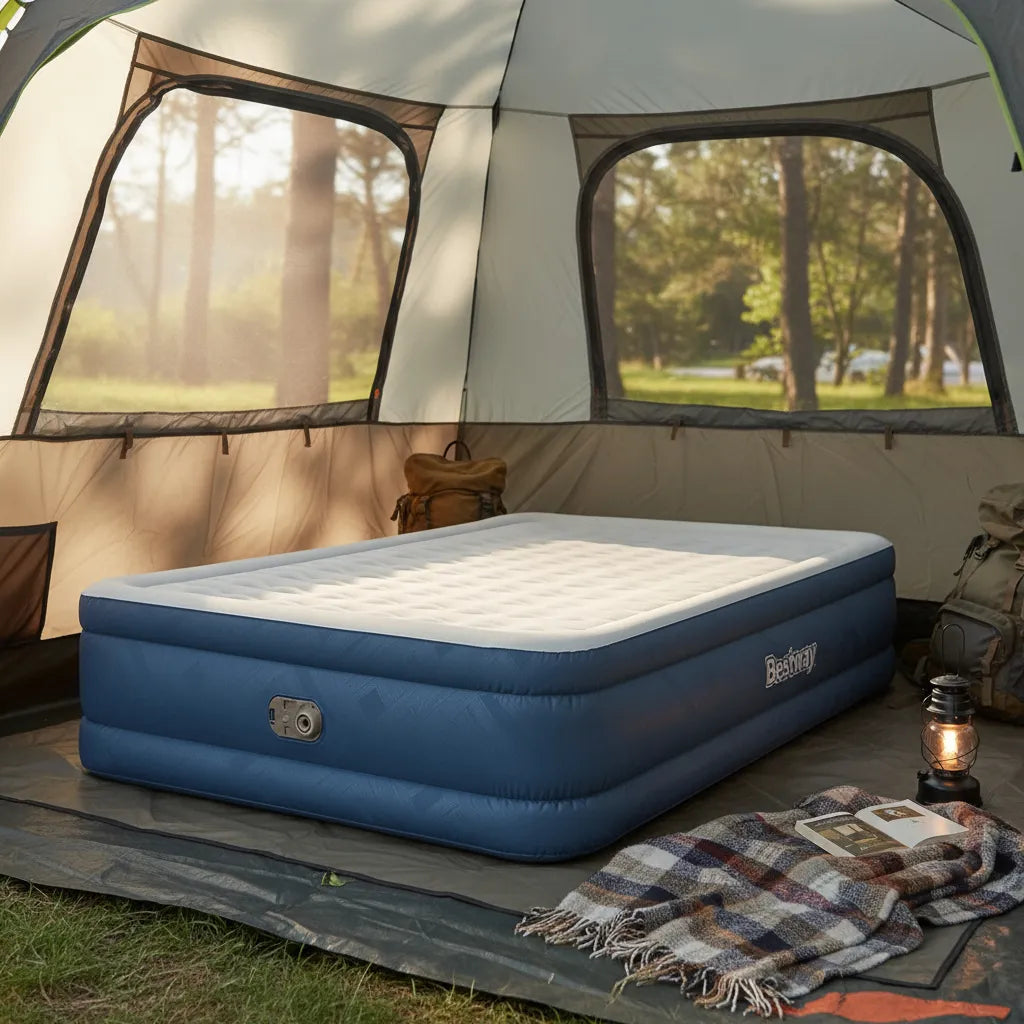 Colchão Inflável Casal Queen Colchão De Ar Grande Portátil Azul