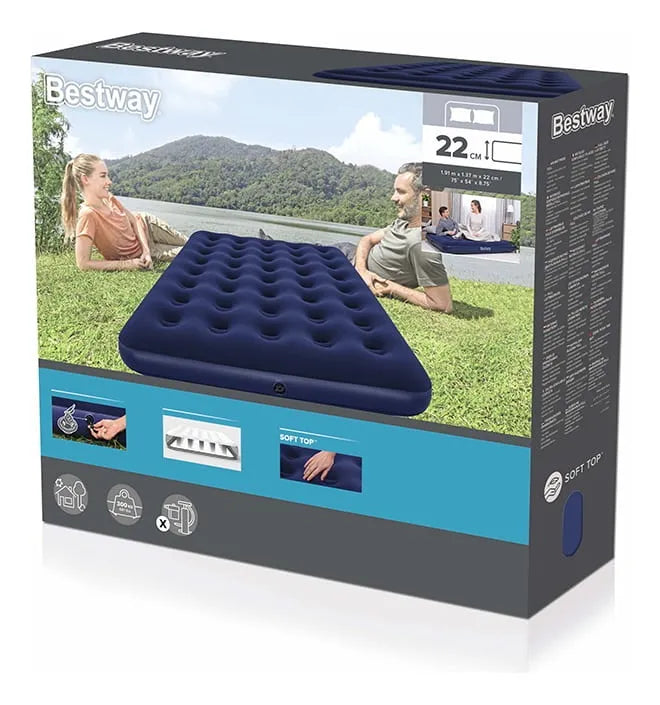Colchão Inflável Casal Camping Praia 300kg Bestway Cor Azul