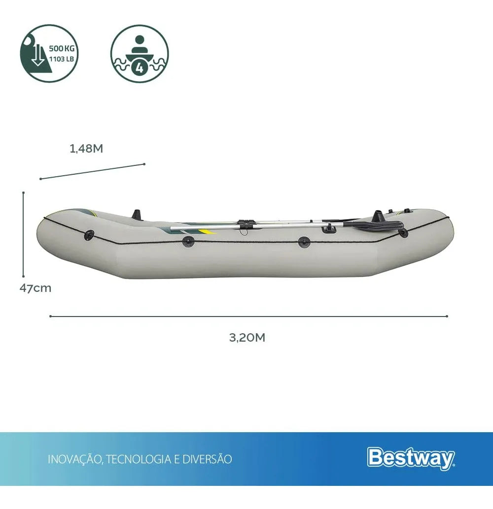 Bote Inflável Ranger 4x P/ 4 Pessoas+ 2 Remos+ Bomba Bestway