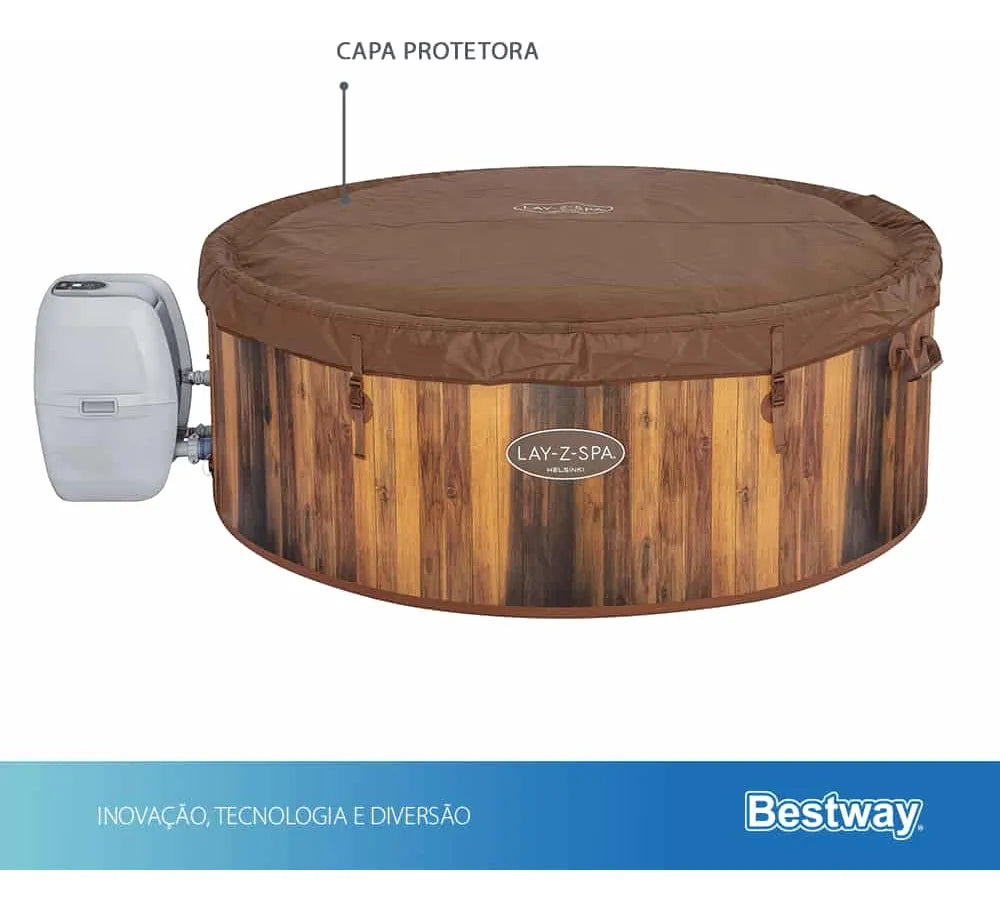 Piscina Spa Inflável Helsinki 1123 Litros C/ Bomba Aquecedor Cor Marrom 110V