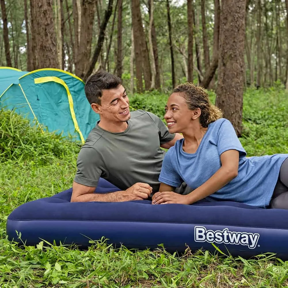 Colchão Inflável Casal Resistente 300kg + Bomba Ar Bestway Cor Azul