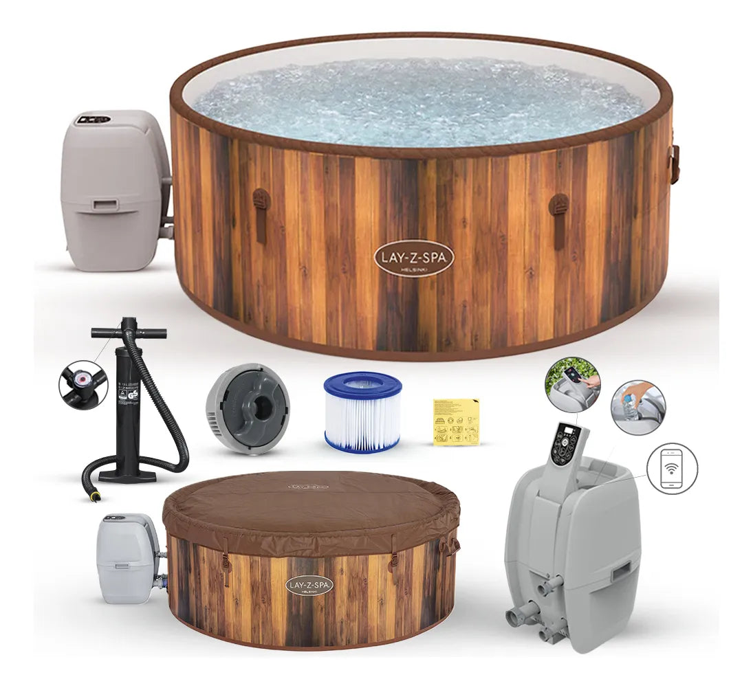 Piscina Spa Inflável Helsinki 1123 Litros C/ Bomba Aquecedor Cor Marrom 110V