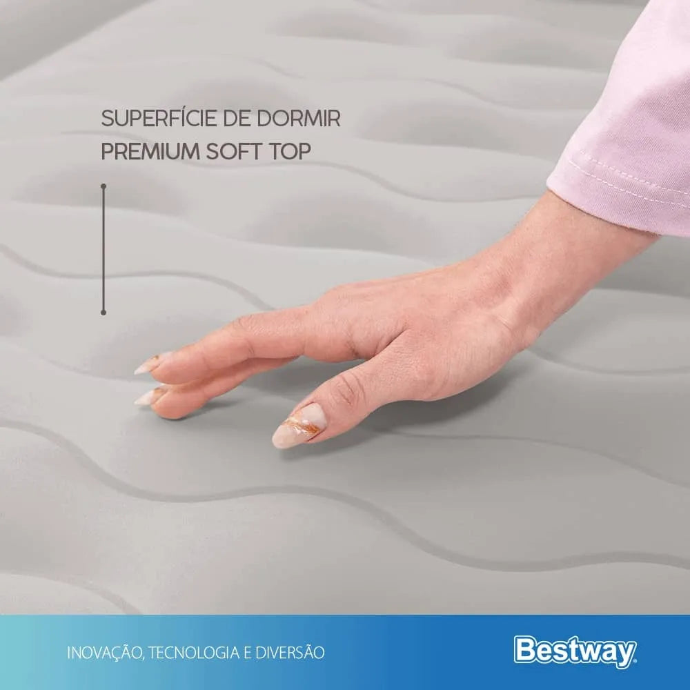 Colchão Inflável Solteiro Fortech Elétrico + Bolsa Bestway Cor Cinza 110V