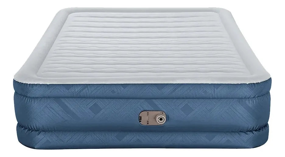 Colchão Inflável Queen Casal Com Bomba 350kg Praia Camping Azul