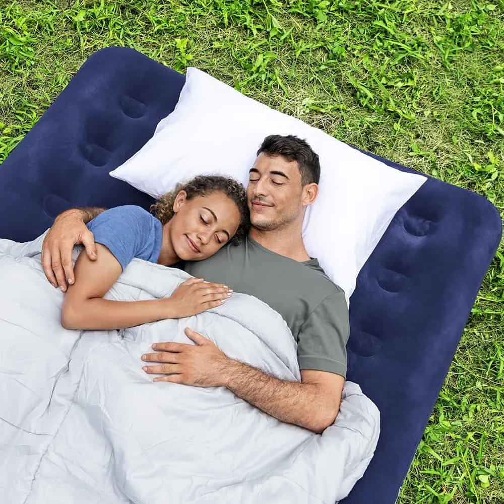 Colchão Inflável Casal Resistente 300kg + Bomba Ar Bestway Cor Azul