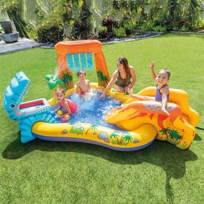 Piscina Playground Dinossauro 310L com Bomba de Ar Manual