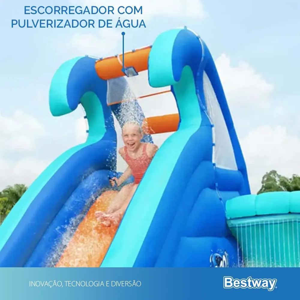 Mega Parque Aquático Infantil Inflável Onda Fantástica 220v Gigante Bestway Azul 220v